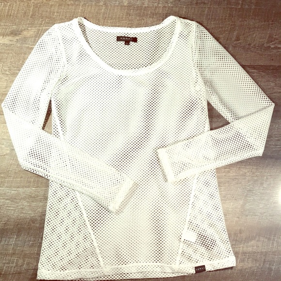 long sleeve white workout top